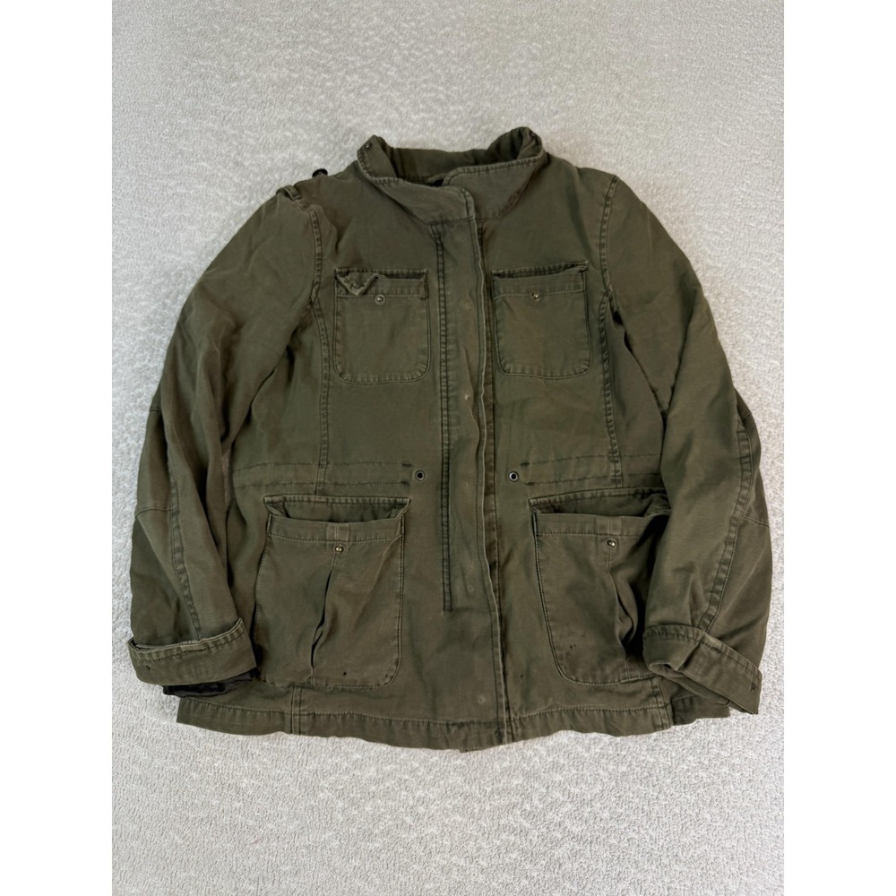 Levis Jacket Womens Small Green Utility Field Military Coat Vegan Lined Workwear
